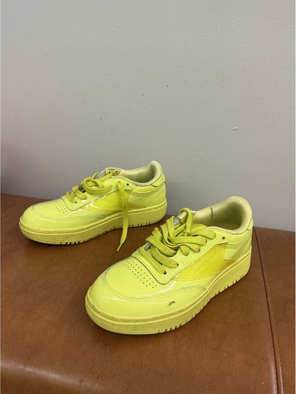 Reebok Yellow Leather Sneakers Size 6.5